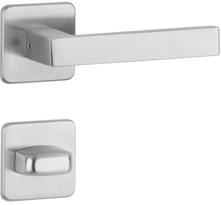 FELGNER Maniglia Parma per porte interne | maniglia per porta moderna e di alta qualità | ferramenta per porta con rosetta | per porte interne e delle camere | Nero | con 2 chiavi