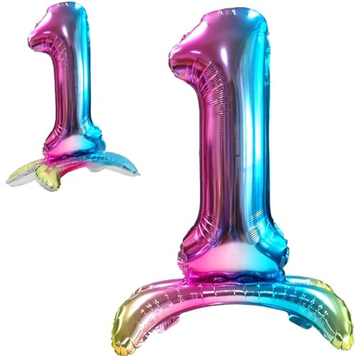 Luftballon 1. Geburtstag Zahl 1 Mehrfarbig Stehende Foil XXL Riesen Folienballon 82cm Geburtstagsdeko Ballon Zahl Deko zum Geburtstag.