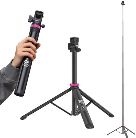 ULANZI MT-89 Supporto per luce portatile da 208,3 cm con vite da 1/4 a sgancio rapido, capacità di carico 1kg, treppiede estensibile regolabile in alluminio, con testa a sfera a 360°