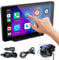 7” Wireless Carplay Screen for Car, Portable Car Screen Car Stereo with A-pple CarPlay & Android Auto, Car Display Screen with Backup Camera, GPS Navigation, Voice Control, Mirror Link, Bluetooth, FM