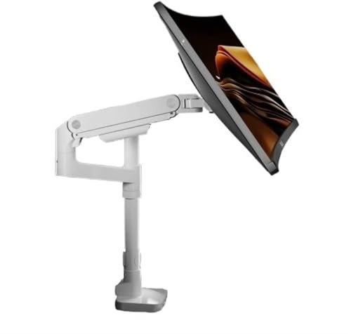 Monitorarm Einzelmonitorhalterung, robuste Einzelmonitor-Tischhalterung for 17-49-Zoll-Bildschirme, hält 20 kg, mit Gasfeder verstellbarer Monitorarm, VESA-Halterung 75/100 mm Monitorhalterung(Weiß)