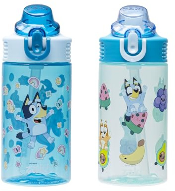 Zak Designs Bluey Sage 16oz Leak-Proof Straw Kids Water Bottle, 2-Pack