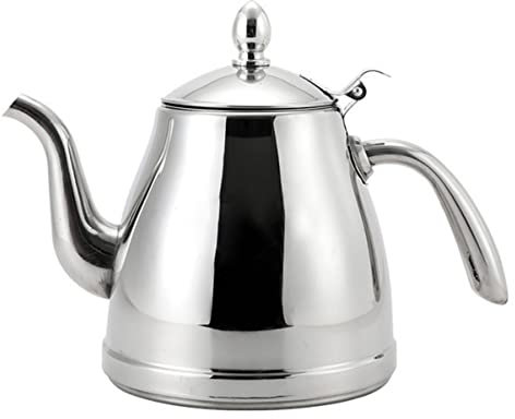 OFFSCH Edelstahl Teekessel Haushalts Wasserkocher Langer Ausguss Antiverbrühgriff Hitzebeständig Leicht Zu Reinigen Für Tee Und Kaffee Zuhause