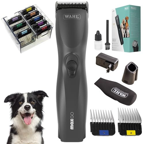 Agrarzone Edition Wahl Moser Max Go Hundeschermaschine mit Aufsteckkamm-Set - Kraftvolle Akku Schermaschine Hund & Katze - 180min Akkulaufzeit - Langhaar Hundehaarschneidemaschine MaxGo