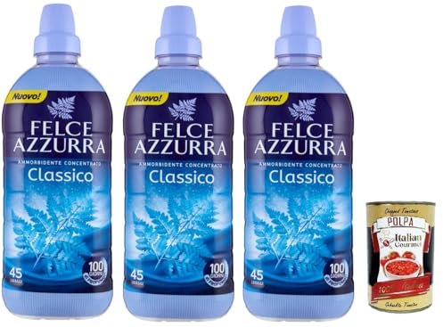 Felce Azzurra Ammorbidente Concentrato Classico, Konzentrierter Weichspüler Classic 3x 900 ml + Italian Gourmet polpa 400g