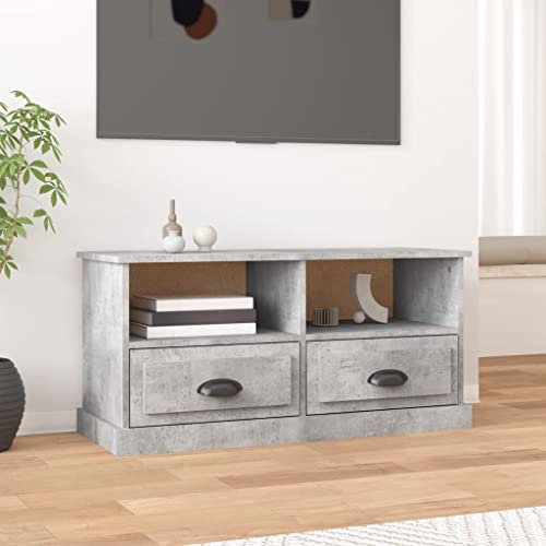 KATERYY TV-Schrank Betongrau 93x35,5x45 cm Holzwerkstoff,Stilvoller TVSchrank in Betonoptik mit umfangreichem Stauraum für Dein Wohnzimmer TV-Bänke