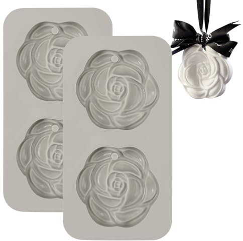 2 Pezzi Stampi Camellia per Saponette Fai Da Te, Sapone Stampi Silicone, Stampi 3d Florid Per Gesso Riutilizzabile, Profumo Solido Fatto Mano da Utilizzare in Guardaroba, Auto, Camera da Letto, Bagno