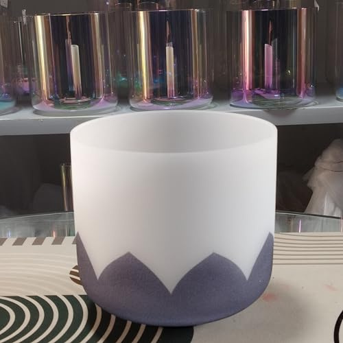7 Frosted Indigo Lotus 432Hz Third Eye Chakra Quartz Crystal Singing Bowl | 432Hz precise tuning, frosted indigo lotus quartz bowl, for meditation, yoga, sound bath & chakra healing