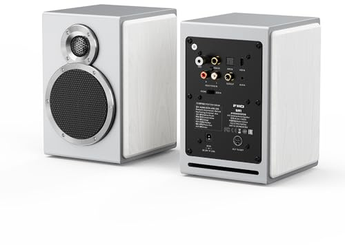 FiiO SA1 Altoparlante da tavolo ad alta fedeltà. PEQ a 31 bande, Bluetooth LDAC, uscita 20W2+5W2, preamplificatore phono, woofer in fibra di legno, tweeter in alluminio-magnesio (Bianco)