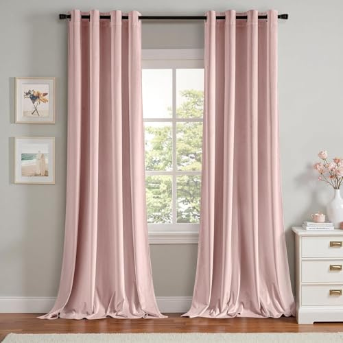 MIULEE Tende Velluto Rosa Chiaro 2er, Oscuranti Termiche L140xA225CM | Tende Moderne Eleganti per Interni, Tessuto Velluto Occhielli, Ideali per Camera da Letto, Salotto e Soggiorno