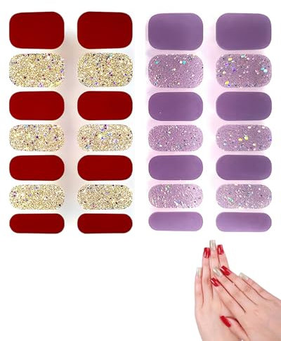 TPZORJX Strisce di gel UV, 28 pezzi in due stili,Lamina per unghie in gel UV,Lamina per unghie autoadesiva,Adesivi per unghie in gel,Lamina per unghie autoadesiva,Adesivi autoadesivi per nail art
