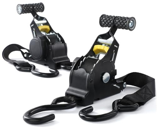 Sleeleece 2 Stück 3m Automatik Spanngurt mit Haken, 25mm, 680Kg, EN-12195-2, mit Ratsche Spanngurte Automatik, Zurrgurte für Motorrad, Auto, SUP Schwarz