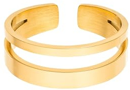 Purelei Adjustable Ring Soulbond – verstellbarer Ring mit doppelreihigem Band, Edelstahl 14K vergoldet, 18K rosévergoldet oder silberfarben, wasserfest (Größe 56–60)