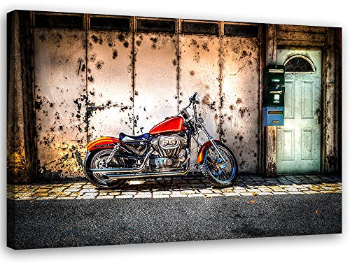Leinwandbild XXL Motorrad Wandbild Kunst Vintage mehrfarbig 100x70 cm