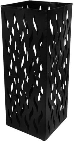 Baluue Metall Schirmständer Quadratisch Vielseitiger Regenschirmhalter mit Trockenblumen vase Platzsparend für Flur Wohnzimmer Büro Eleganter Schwarzer Organizer
