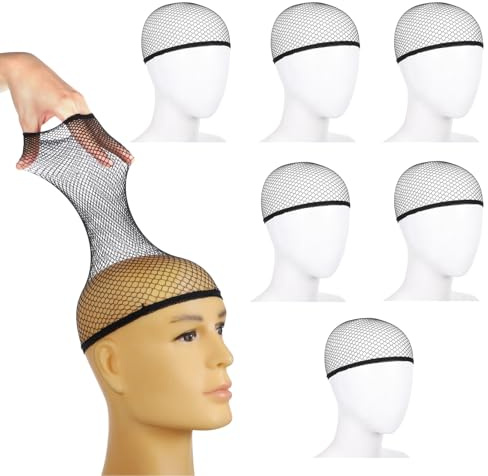 6 Stück Haarnetz Nylon Wig Cap Perücke Kappen,Perückenkappe Set Schwarze Haarnetz für Perücken Perückennetz Unterziehhaube Dehnbare Elastische Atmungsaktive,Wig Zubehör für Alltag Party Bällen