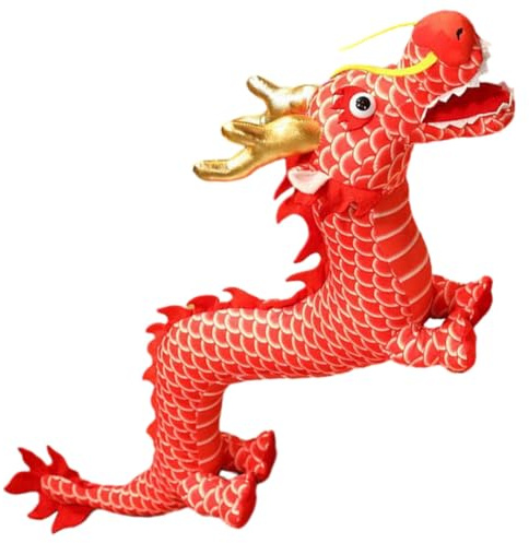 Veemoon Poupée Dragon en Peluche Chinoise 60 Cm pour Garçon et Filles, Mascotte du Nouvel an Chinois en Coton PP, Décoration Colorée et Douce pour Chambre et Salon, Jouet Dragon