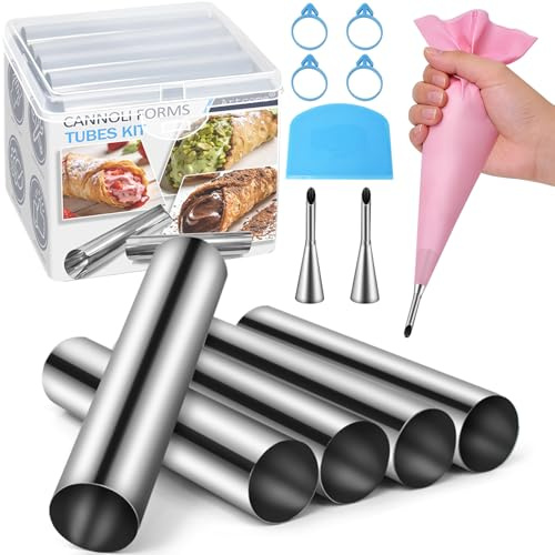 Artcome Lot de 31 moules à cannoli en acier inoxydable pour la cuisson de cannolis et de pâtisseries danoises anti-adhésif pour boulangers, Noël, fête des mères et fêtes