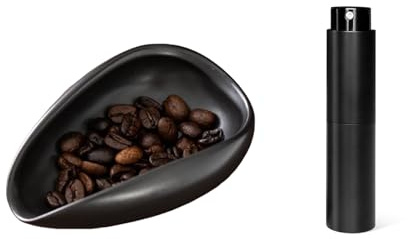 Ceramic Coffee Dosing Cup and Spray Bottle Set, 2-Piece Tool for Coffee Bean Weighing and Tea Leaf Spraying, Dosing Cup and Sprayer for Brewing Preparation, Black Ceramic Coffee Accessories