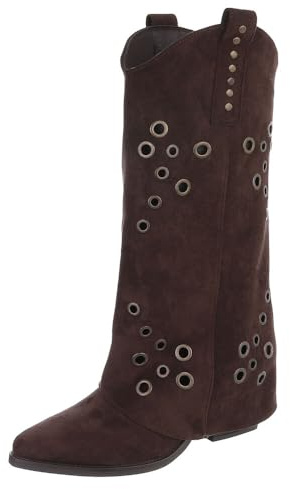 Ital Design Damen Stiefel mit Reißverschluss und Blockabsatz, spitze Form