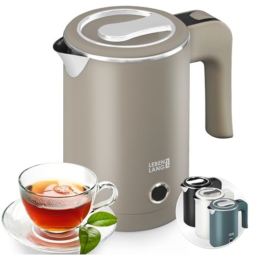 LEBENLANG Bollitore elettrico piccolo in Acciaio Inossidabile - 600W & 0,5L