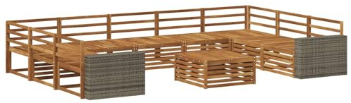 vidaXL Outdoor-Sofagarnitur 10 pcs Natur Massivholz Akazie, Gartenmöbel Set, modernes Sofa für den Außenbereich, Lounge ganz entspannt, Terrasse, Patio