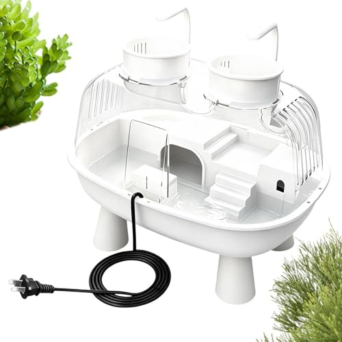 Bac Pour Tortues Aquatiques Avec Éclairage Enclos Transparent Compact | Cage Habitat Pour Tortue Aquatique Et Reptile Adapté À Intérieur Extérieur Balcon Étang Reptile Serpent Léopard
