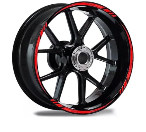 QIZUN Pegatinas de Llanta Moto para Yamaha MT-07 YZF R6 CBR650R CB1000R, Tiras Adhesivas Ruedas Reflectantes Cintas Perfil Llanta Accesorios Estilo,Red