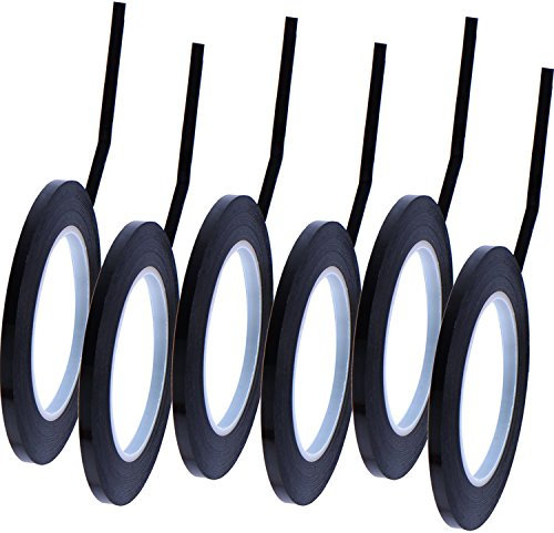 Outus Lot de 6 rubans adhésifs de 3 mm de large pour tableau blanc - Noir