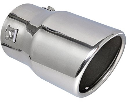 Edelstahl Auspuffblende rund angeschrägt 88mm Anschluß 50-72mm