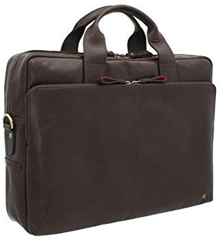 VISCONTI Merlin Range Leather Laptop Bag - Hugo 15 ML31 Brown