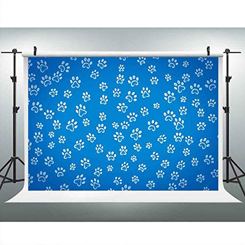LUCKBTY Dog Footprints Backdrops for Photography 9x6FT Blue | Dog Print Paw Blue Patrol Photo Backgrounds, Table Cloth, Party Banner, Photo Booth Studio Props