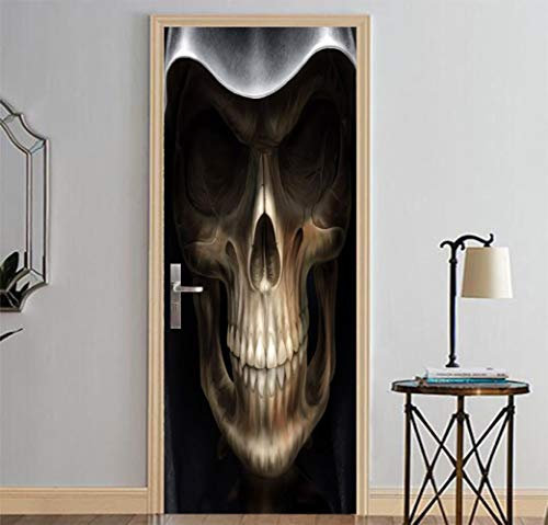 XXXCH 3D Türaufkleber 80X200CM schwarzes Gesicht Türtapete selbstklebend TürPoster - Fototapete Türfolie Poster Tapete Meer Aufkleber DIY Selbstklebende Wandbild PVC Wasserdichte Tapete