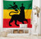 ABAKUHAUS Rasta Wandteppich, Judah Lion Reggae Flagge, Wohnzimmer Schlafzimmer Wandtuch Seidiges Satin Wandteppich, 150 x 100 cm, Schwarz Gelb