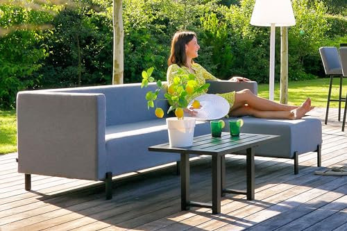 Hartman Dion Loungeset, flanelle, Sunbrella, 3-4 Personen, Kaffeetisch 80 x 50 x 50 cm