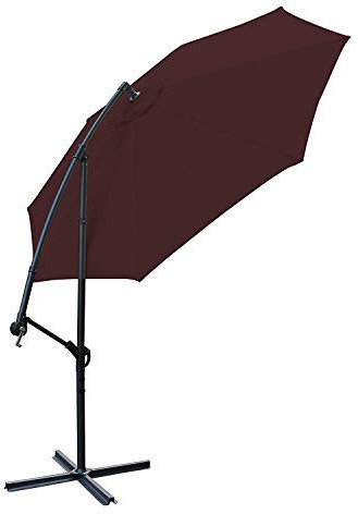 Aquariss 3m Patio Parasol Cantilever Hanging Garden Beach Banana Umbrella UV protection - Wine Red
