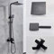 Huin Robinet de douche en or brossé dans le mur 8 pouces en acier inoxydable pluie ensemble de douche de bain bec de bain pivotant colonne de douche de salle de bain noire