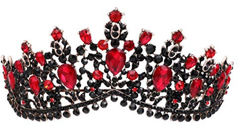 Lurrose Braut Barock Vintage Roten Kristall Strass Kronen Kopfbedeckung Braut Hochzeit Haarschmuck Schmuck Braut Diademe Prinzessin Königin Kronen