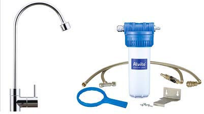 Alvito Wasserfilter 2.2 Liter Variante A mit separatem Wasserhahn, Unterbau