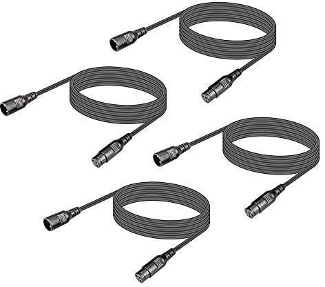 4 Packs 3 Pin Dmx Cable Pack Male Female XLR Patch Cables, Dmx Lead 1.2m 4ft XLR Male to XLR Female Light Dmx Cables, Short XLR Cable 1m for Stage Lights Dmx Controller Signal Connection