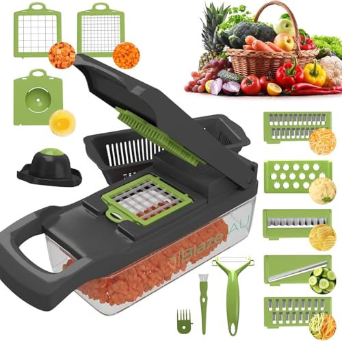 Picadora de verduras todo en 1 1 1 picadora de cebolla y verduras y queso con rallador de contenedor, utensilios de cocina, artículos esenciales para el hogar, accesorios de cocina