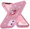 wisdompro Glitter Case for iPhone 11, Cute Bling Sparkle Protective Case with Ring Kickstand, Women Girls Phone Case for iPhone 11 (6.1 Inch) - Pink