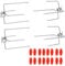 CPROSP 4PCS Ganchos para Carne de Asador, Tenedor Agujas de Acero, con Diámetro de 12mm con Tornillo de Bloqueo con Tapa Protectora Roja