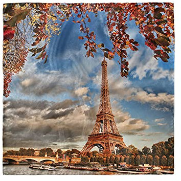 ABAKUHAUS Eiffelturm Kopftuch, Eiffelturm mit Boot, Haarwickel, 89 cm x 89 cm, Dark Orange Zimt