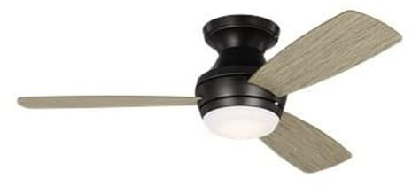 Monte Carlo 3IKR44AGPD Ikon 44 Dry Locations Flush Mount/Hugger Ceiling Fan with LED Light Kit and Hand Remote, 3 Light Grey Weathered Oak Blades, Aged Pewter