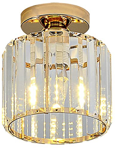 E27 Modern Kristall Deckenleuchten Runde Deckenlampe Kreativ Design Flurlampe Eisen Deckenspots küchenlampen Deckenbeleuchtung Balkon Eingang Gang Balkon Treppe Decken Licht Golden