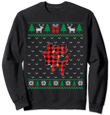 Weihnachtsbaum-Lichterdekoration zum Angeln, Weihnachtspullover Sweatshirt