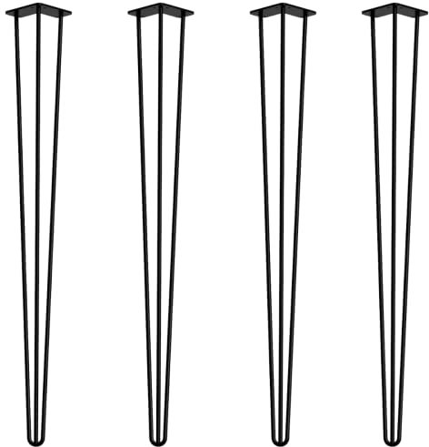 Premium Steel Hairpin Furniture Legs, Multiple sizes and colours, Industrial Style with Screws, Handmade in UK (102cm - 4 Legs/Bar, Black)