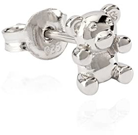 NKlaus Einzel kleine Ohrstecker Teddy 925 Silber anlaufgeschützt poliert 7x6mm Ohrring 9909