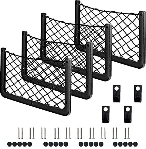 CLEYCYE 4 Pcs Storage Solutions Nets for Van Campervans , Elastic Net, Motorhome Accessories Car Mesh Cargo Net Bag With Hooks Plastic Frame Caravan Camper Boat, (cww-01)